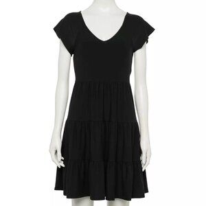 Juniors' SO® Short Sleeve V-Neck Babydoll Dress